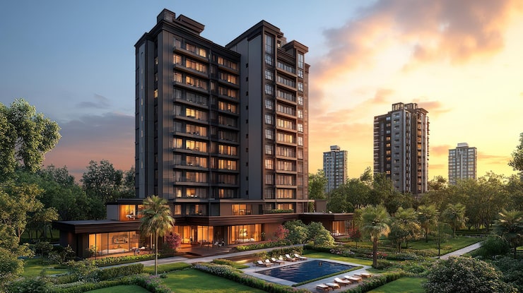 Shriram Properties high-rise apartments in East Bangalore near the tech corridor, representative rendering