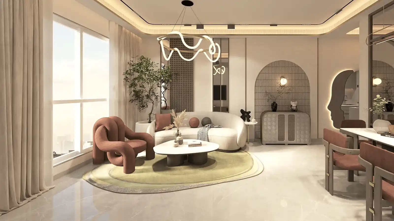 Spacious living room design at Shriram Springfield duplex