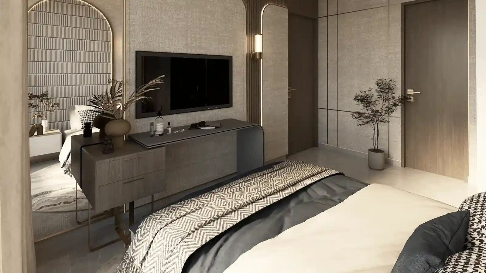 Comfortable bedroom interior of 3 BHK at Shriram Sunshine Two